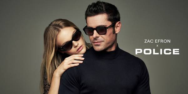 Banner marca Police com Zac Efron