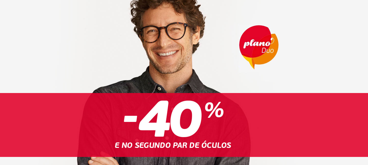 -50% e no segundo par de óculos